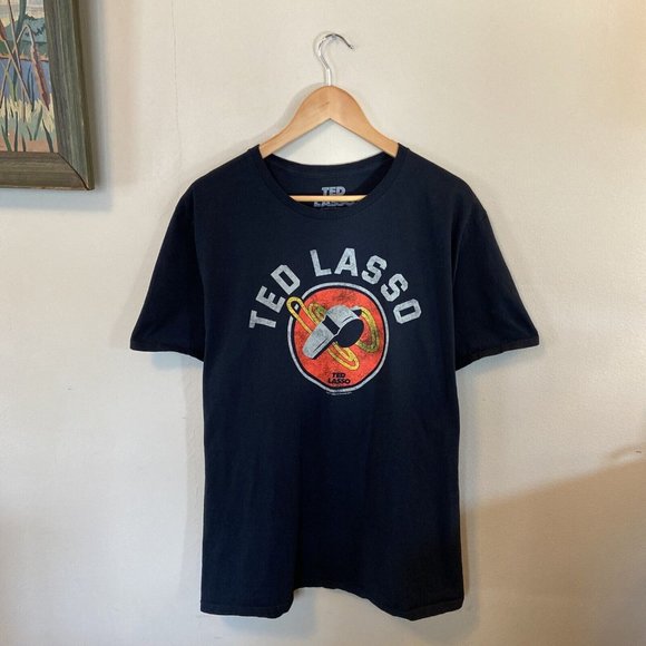 OFFICIAL Ted Lasso Soccer Coach Whistle Short Sleeve T Shirt Men's XL Blue - Picture 1 of 4